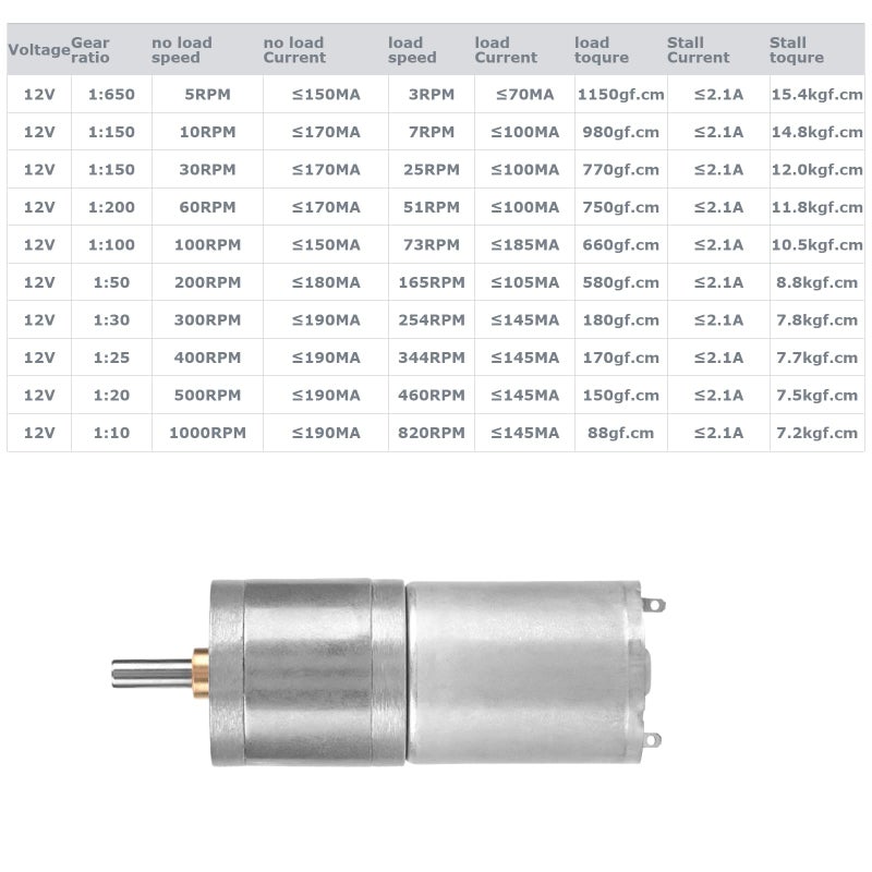 Walfront 25GA-370 DC 12V Micro Motor Speed Reduction Geared Motor for Electronic Lock(10RPM) - Image 3
