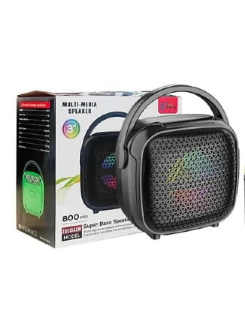 ZQS3143 Mini 3 Inch Blue High Quality Portable Stereo Boombox Speaker for Outdoor Parties Includes Battery Microphone and RGB - Image 5