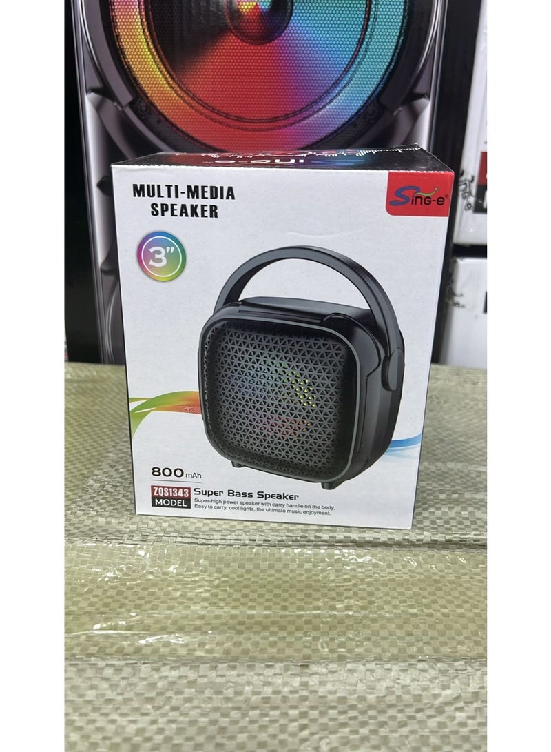 ZQS3143 Mini 3 Inch Blue High Quality Portable Stereo Boombox Speaker for Outdoor Parties Includes Battery Microphone and RGB - Image 2