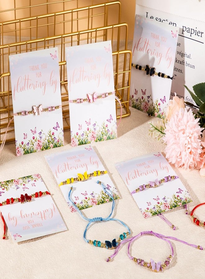 Tondiamo 20 Sets Butterfly Gifts for Girl Butterfly Rhinestone Beads Bracelets Adjustable with Thank You Fluttering by Card Friendship Bracelets for Fairy Birthday Baby Shower Christmas Party Favor - Image 4