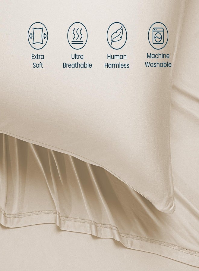 SLEEP ZONE طقم ملاءات سرير مفردة من SLEEP ZONE، مصنوع من نسيج جيرسي، 3 قطع، ملاءات ناعمة وباردة، مقاومة للبهتان، سهلة العناية، بجيب عميق 16 بوصة، بيج - Image 2