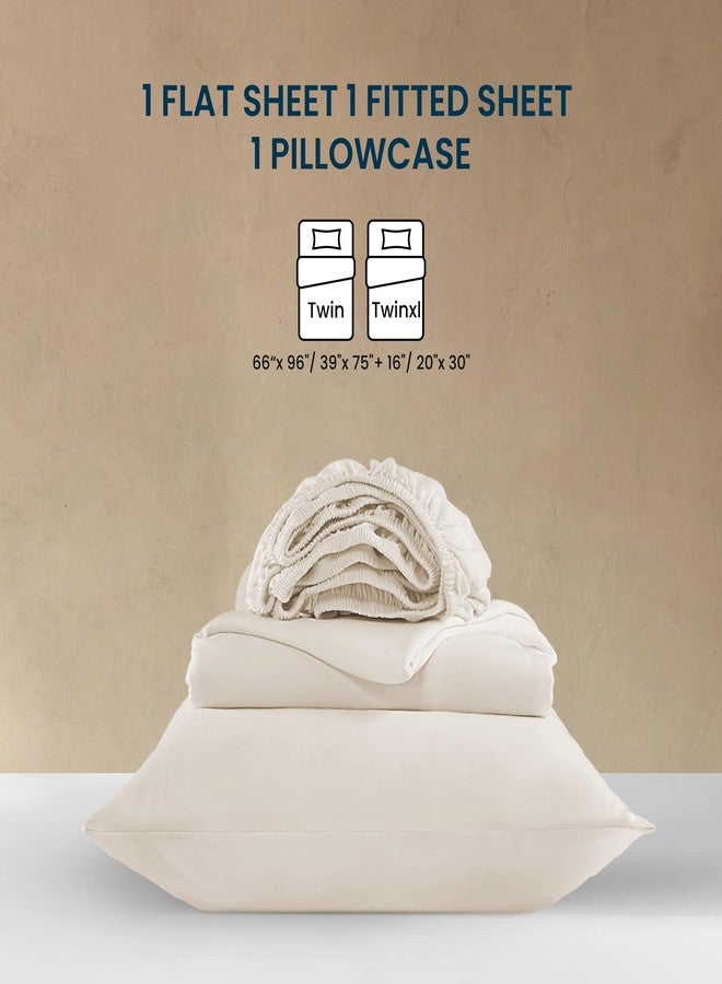SLEEP ZONE طقم ملاءات سرير مفردة من SLEEP ZONE، مصنوع من نسيج جيرسي، 3 قطع، ملاءات ناعمة وباردة، مقاومة للبهتان، سهلة العناية، بجيب عميق 16 بوصة، بيج - Image 5