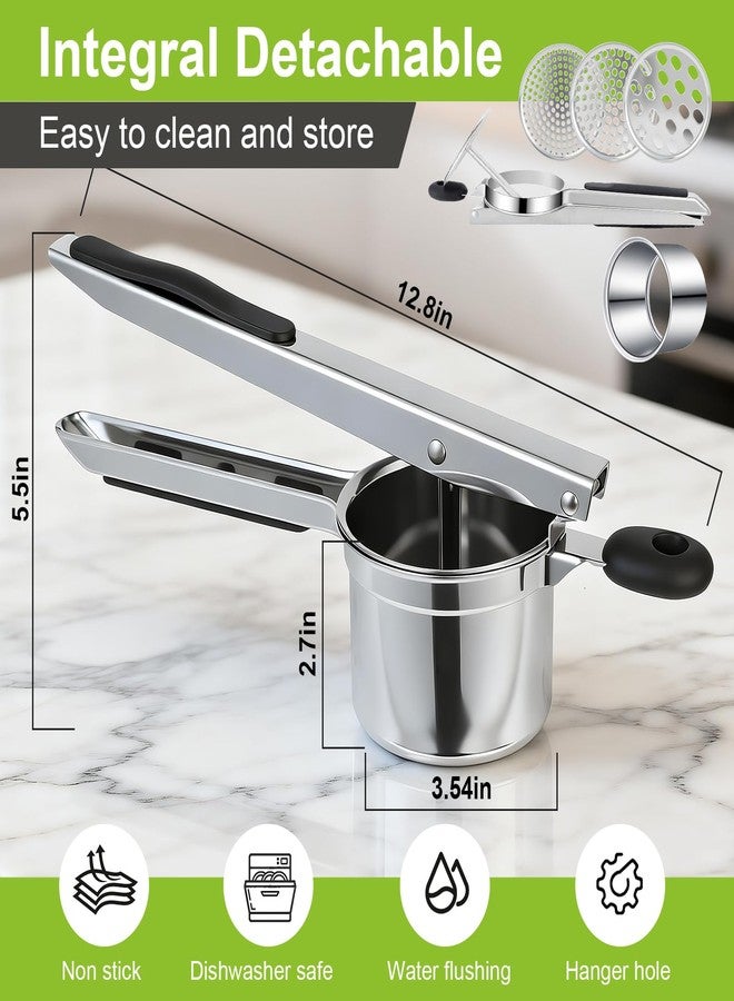 Xtujcya Potato Ricer Stainless Steel, Heavy Duty Potato Masher with Ergonomic Handle, Large 3 Interchangeable Discs Ricer for Mashed Potatoes Dishwasher Safe, Efficiently Make Fluffy Smooth Mashed Potatoes - Image 3