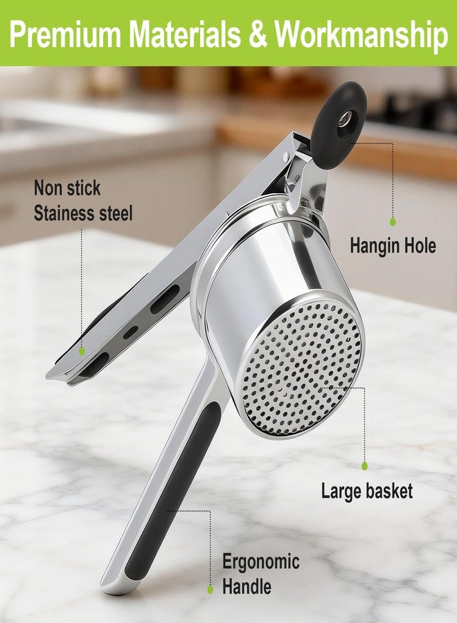 Xtujcya Potato Ricer Stainless Steel, Heavy Duty Potato Masher with Ergonomic Handle, Large 3 Interchangeable Discs Ricer for Mashed Potatoes Dishwasher Safe, Efficiently Make Fluffy Smooth Mashed Potatoes - Image 2