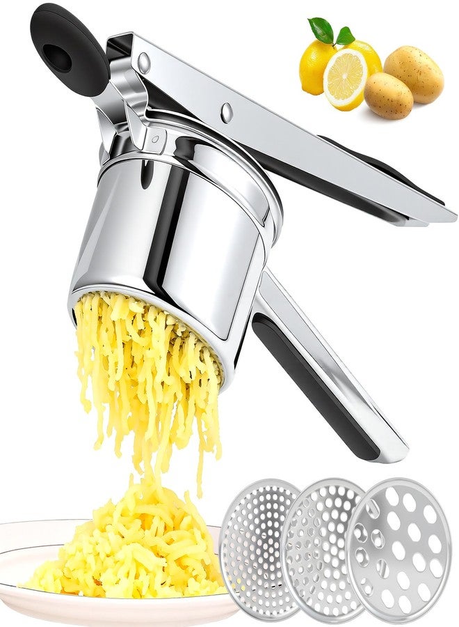 Xtujcya Potato Ricer Stainless Steel, Heavy Duty Potato Masher with Ergonomic Handle, Large 3 Interchangeable Discs Ricer for Mashed Potatoes Dishwasher Safe, Efficiently Make Fluffy Smooth Mashed Potatoes - Image 1
