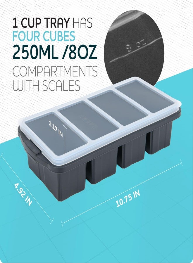 XOMOO Silicone Freezer Tray With Lid - Soup Freezer Container molds - Large Ice Cube Tray- makes 8 perfect 1 cup portions cubes, 2-Pack Freezer Storage Food Soups & Meal Prep - Oven & Dishwasher -Safe - Image 5