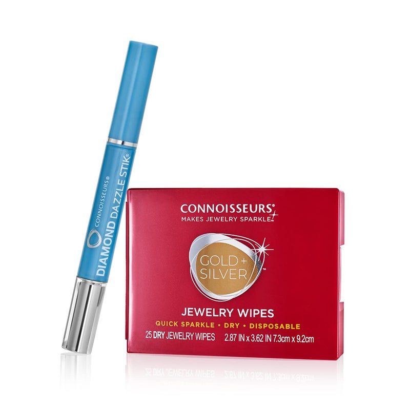 CONNOISSEURS Diamond Dazzle Stik & Gold & Silver Jewelry Cleaner Wipes Bundle (Set of 2) - Image 1