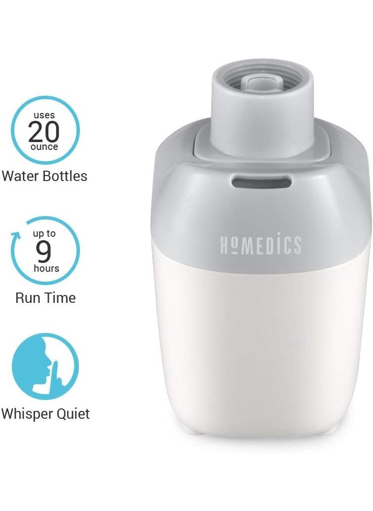 HoMedics Homedics Ultrasonic Portable Humidifier  Small Air Humidifiers for Bedroom Plants Office Travel  Cool Mist Humidifiers Uses Standard Water Bottle White  - Image 4