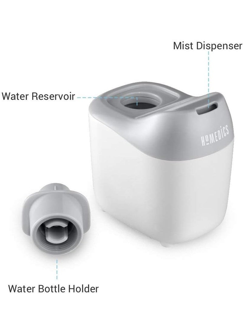 HoMedics Homedics Ultrasonic Portable Humidifier  Small Air Humidifiers for Bedroom Plants Office Travel  Cool Mist Humidifiers Uses Standard Water Bottle White  - Image 2