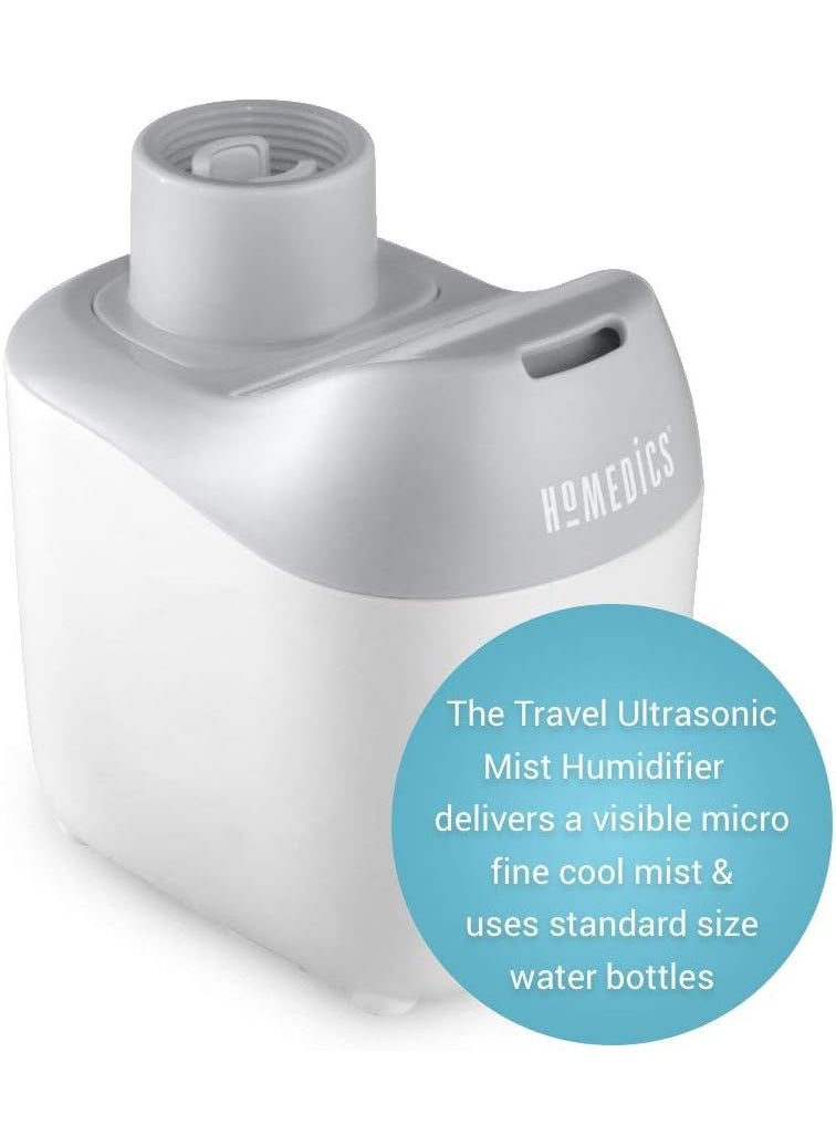 HoMedics Homedics Ultrasonic Portable Humidifier  Small Air Humidifiers for Bedroom Plants Office Travel  Cool Mist Humidifiers Uses Standard Water Bottle White  - Image 3