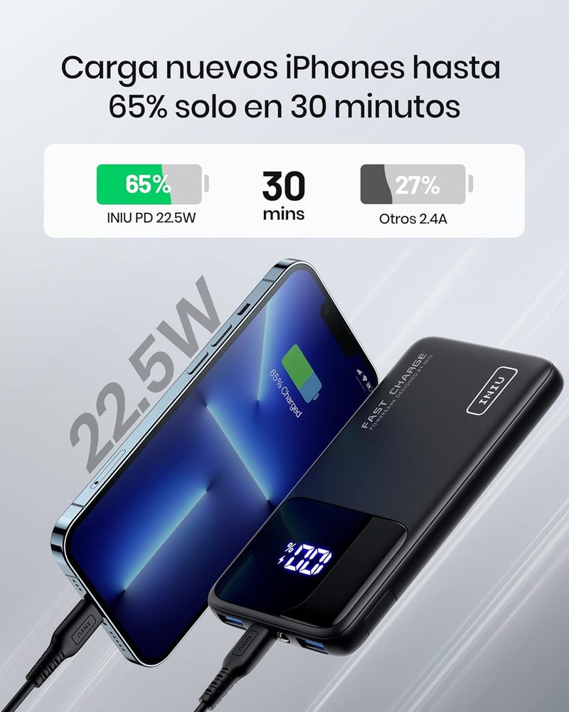 INIU Power Bank, 10000mAh Slimmest Fast Charging Portable Charger, 22.5W Battery Pack PD3.0 QC4.0, Powerbank USB C Input & Output Mobile Phone Charger for iPhone 17 16 15 14 Pro Max iPad Samsung etc - Image 2