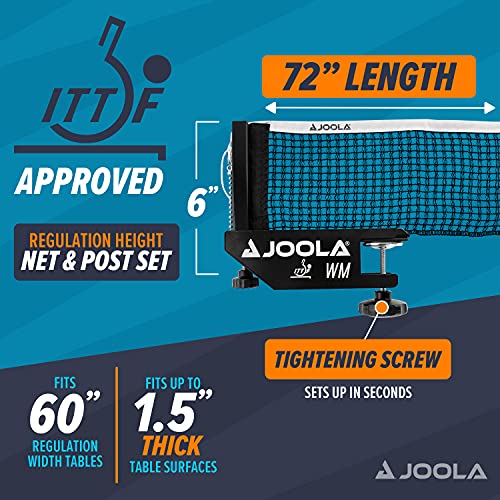 JOOLA طقم شبكة ومثبت تنس الطاولة JOOLA WM الاحترافي - معتمد من ITTF للبطولات - شبكة بونغ بونغ بحجم 72 بوصة مع ملحق مشبك لولبي - Image 5
