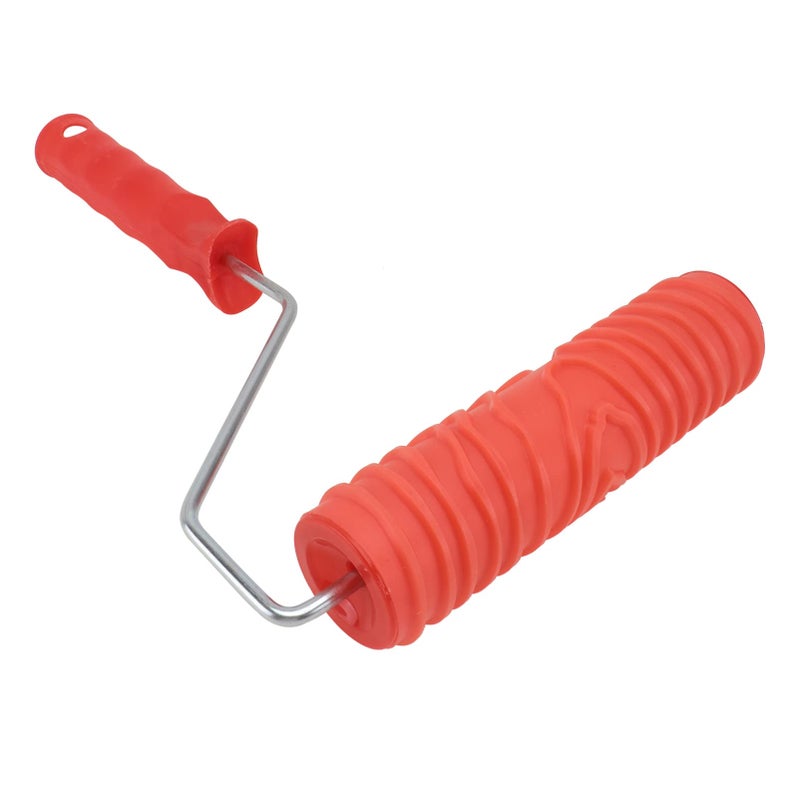 Wood Grain Paint Roller with Red Handle Rubber and Plastic for Wall Decoration DIY Painting and Textured Emulsion Paints