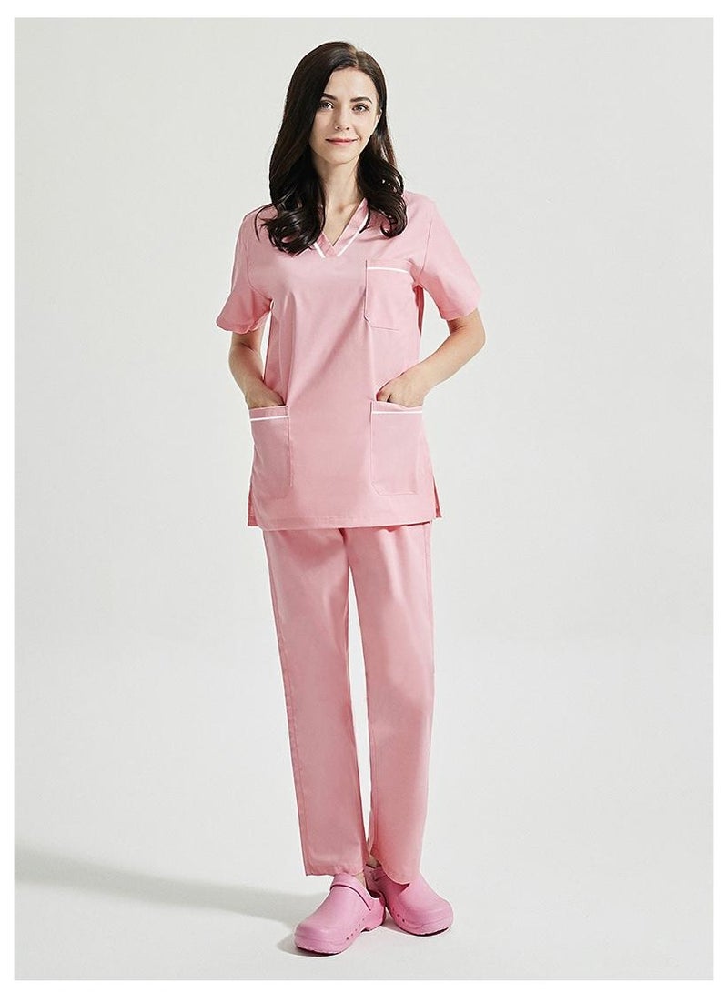 NIBEMINENT Nurse's Summer Thin Short Sleeved Polyester Cotton Hand Wash Suit Women, Operating Room Dentist's Set - Image 2