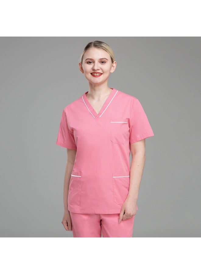 NIBEMINENT Nurse's Summer Thin Short Sleeved Polyester Cotton Hand Wash Suit Women, Operating Room Dentist's Set - Image 1
