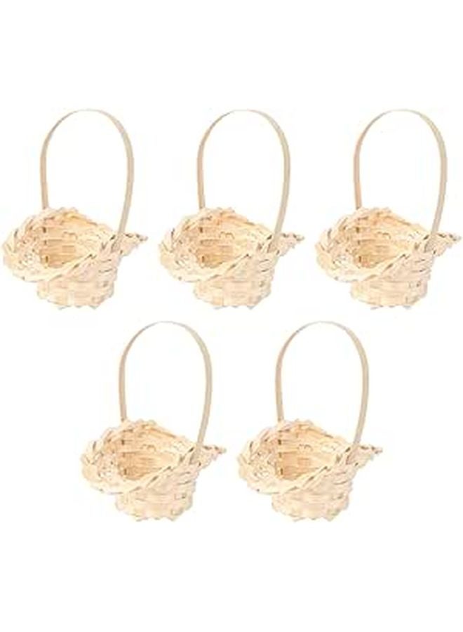 Khaki Wooden Woven Storage Baskets For Dried Fruits Organizing Wedding Decor 5pcs - Image 1