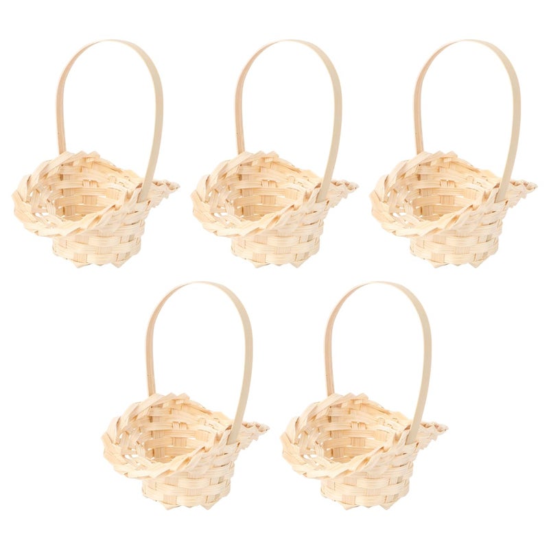 Khaki Wooden Woven Storage Baskets For Dried Fruits Organizing Wedding Decor 5pcs - Image 2