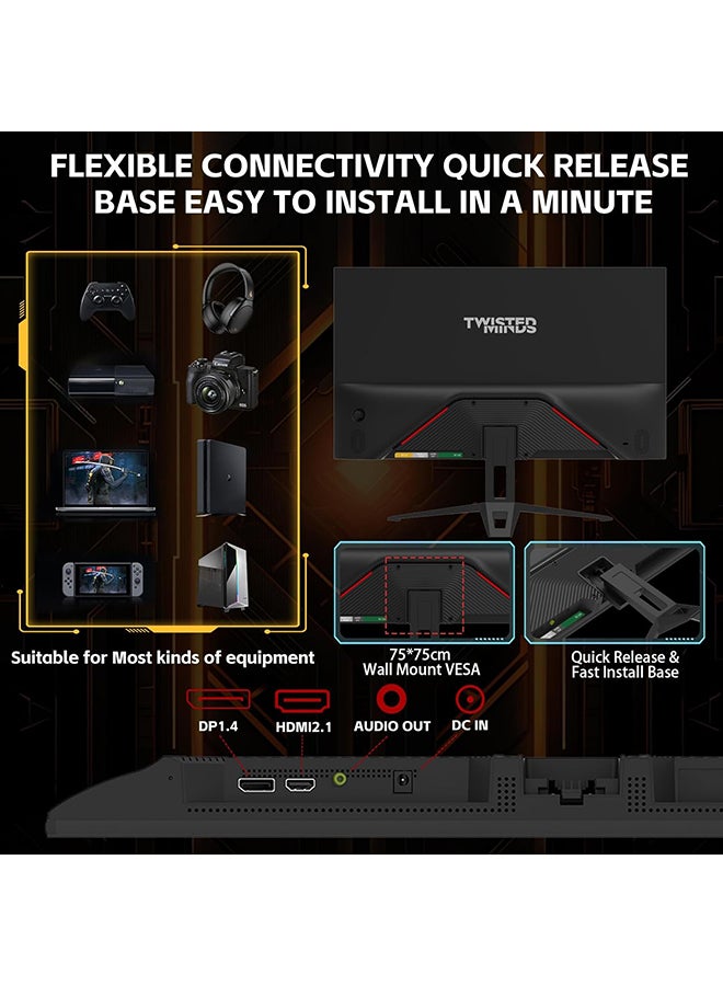 TWISTED MINDS 27 inch Eco Series 120hz, 1ms, FHD IPS Gaming Monitor HDMI 2.1 & DP1.4, Built-in Speakers, Adaptive Sync Support, Low Blue Light, TM27FHD120IPS Black - Image 3