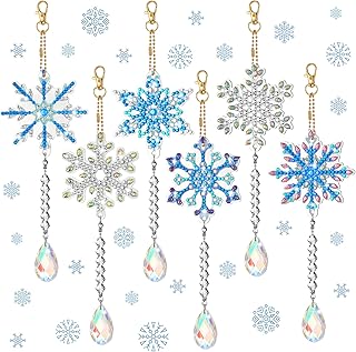 Perthlin 6 Pcs 5D Diamond Painting DIY Wind Crystal Wind Chimes Kit Double Sided Snowflake Ornaments with Crystal - Image 1