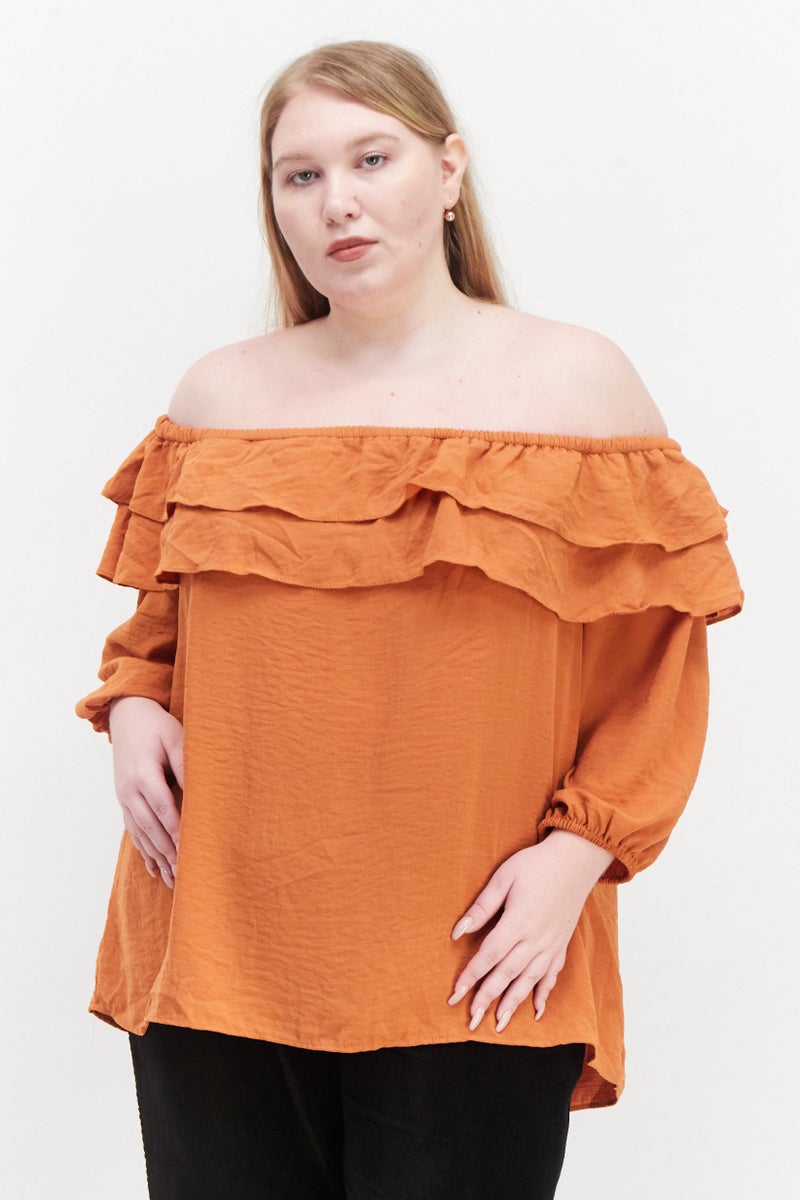 VINCE CAMUTO بلوزة نسائية بلس سايز بدون أكتاف 3 - Image 1