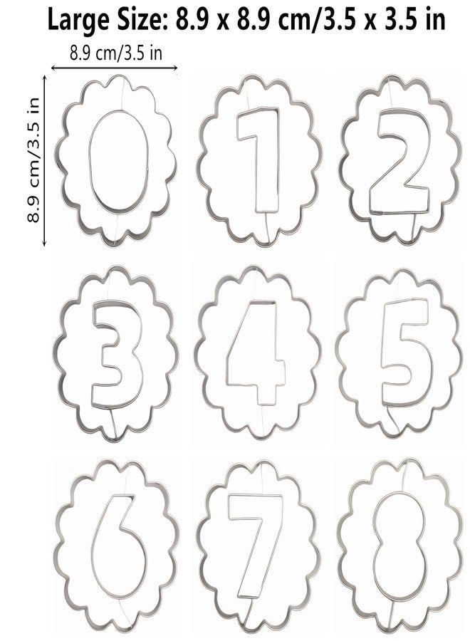 Comais 9-Piece Number Shaped Linzer Cookie Cutters Set (0-8, 6&9 Reversible), Stainless Steel Large Fondant Molds for Birthday Party, Graduation, Christmas, Holiday Baking DIY (3.5-Inch Scalloped Edge) - Image 4