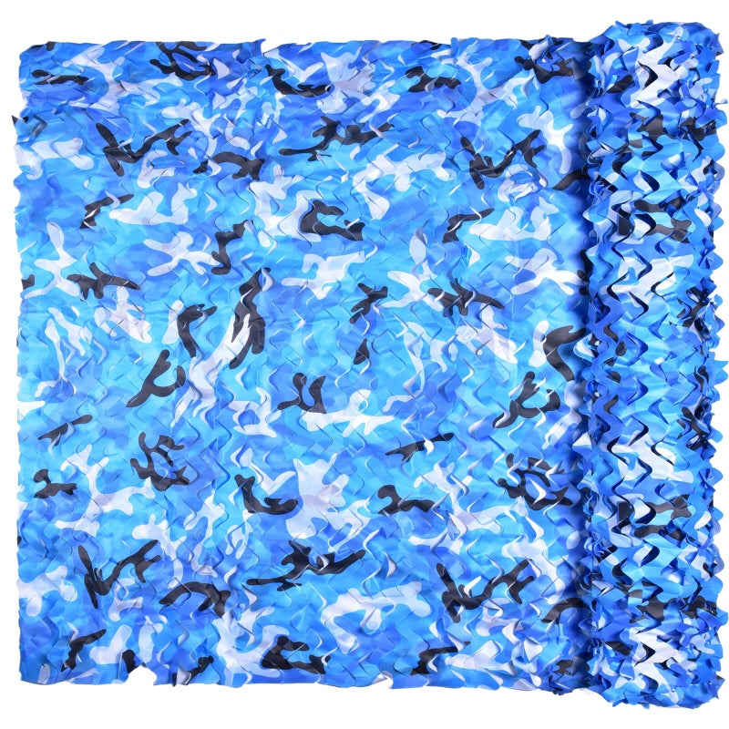 iunio Camo Netting Camouflage Netting, Camo Net Bulk Roll Camouflage Mesh Nets for Hunting Blind Deer Stand Military Party Decorations Sunshade Camping Shooting (32.8ftx4.9ft, Aqua Blue) - Image 1
