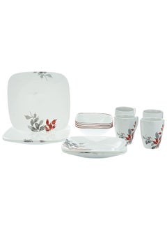 Corelle 16-Piece Vitrelle Glass Kyoto Leaves Dinnerware Set  - Image 1