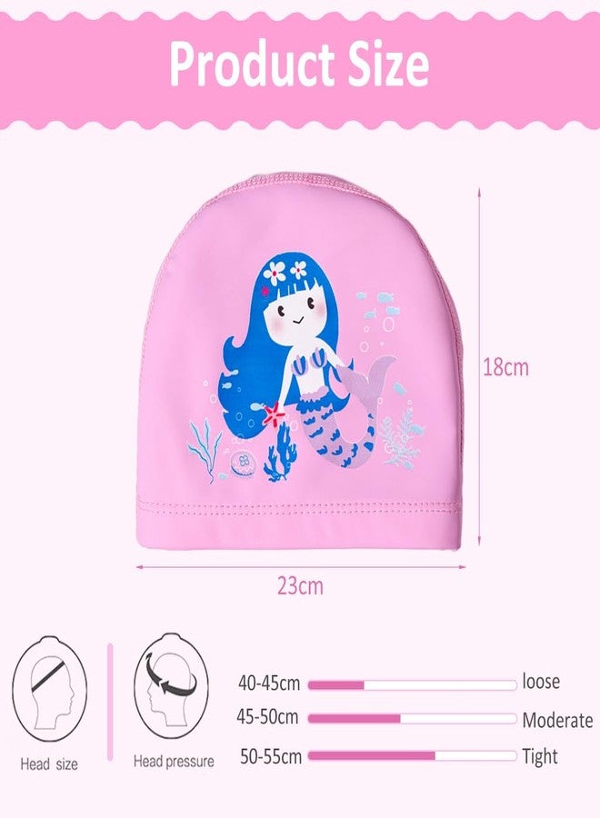 ZIBUYU® 2 Pieces Swimming Cap for Kids 6-14 Girls Kids Waterproof Pu Fabric Cute Cartoon Printed Waterproof Bathing Swim Cap for Long and Short Hair for Kids, Toddler Girls(Unicorn, Mermaid) - Image 3