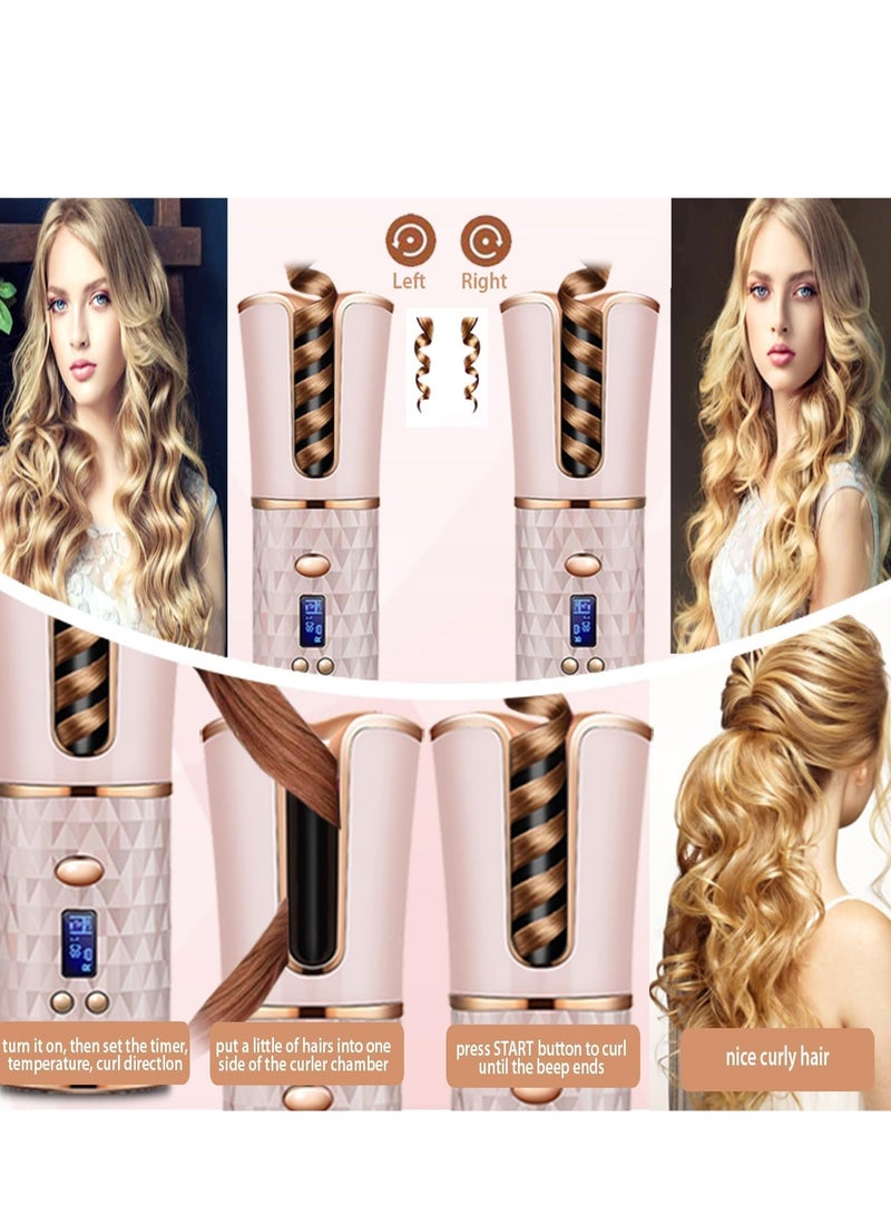Benice Hair Curler,Curler,Rotating Curling Wand Curling Tongs, Cordless Auto Curler,Long Lasting with Ceramic Professional Hair Crimper LCD Display 6 Kinds of Temp. Control  Timer Settings Curler - Image 5