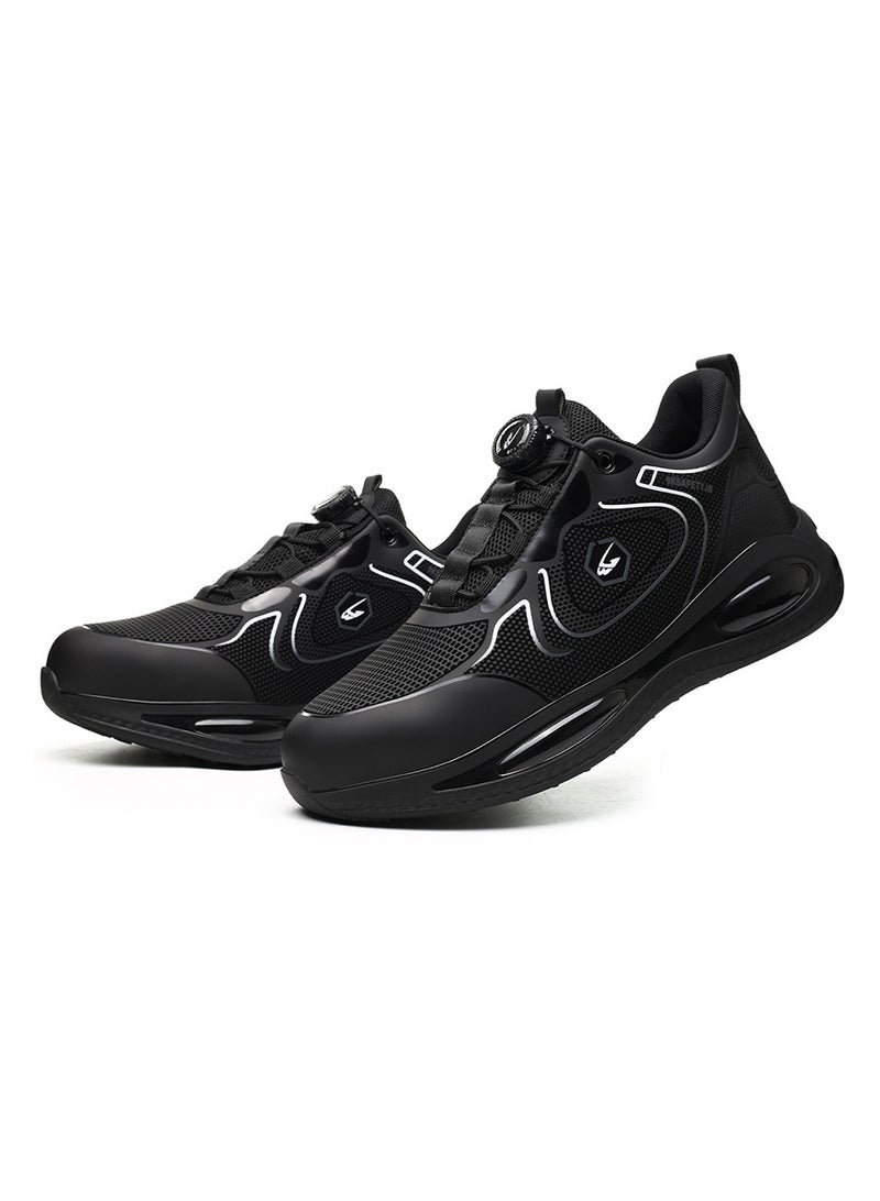 Men's Solid Color Steel Toe Puncture Proof Safety Shoes With Rotating Buckle Comfy Non Slip Durable EVA Sole Industrial Constructional Footwear Waterproof (40 EUR) - Image 1