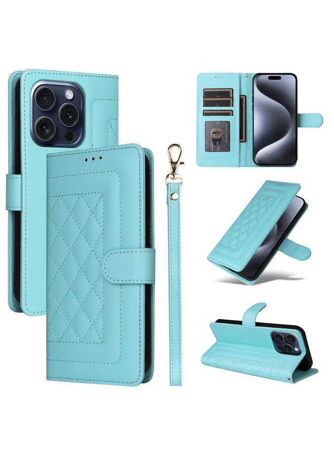 S-TOP Case For iPhone 15 Pro Max Diamond Lattice Leather Flip Phone Case - Image 1