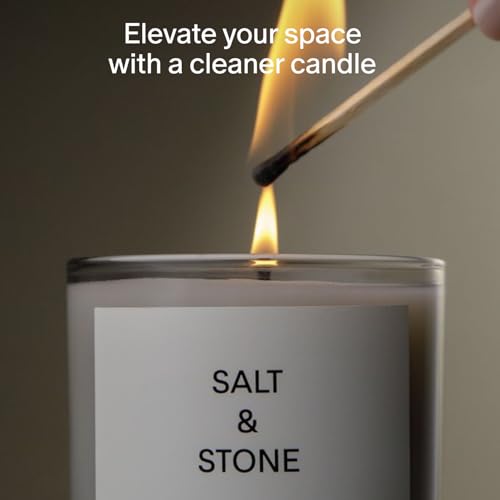 SALT & STONE Scented Candle for Women & Men | Hand-Poured, Aromatic & Fragrant | Coconut & Soy Blend Wax | 100% Cotton Wick | Long-Lasting 50 Hour Burn Time (8.5 oz) (Santal & Vetiver) - Image 2