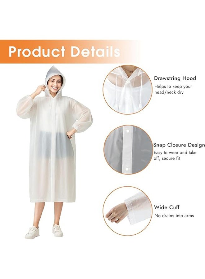 3 Packs Portable Breathable Raincoat With Hood Sleeves Rain Coat Reusable EVA Rain Ponchos for Adults with Drawstring Hood for Women Men, Camping, Hiking, Travelling - Image 2
