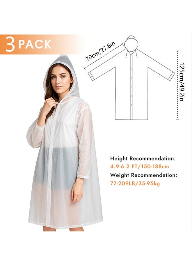 3 Packs Portable Breathable Raincoat With Hood Sleeves Rain Coat Reusable EVA Rain Ponchos for Adults with Drawstring Hood for Women Men, Camping, Hiking, Travelling - Image 5