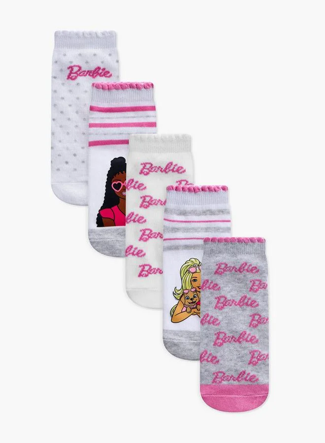 Barbie Girls Assorted Ankle Length Socks - Set of 5