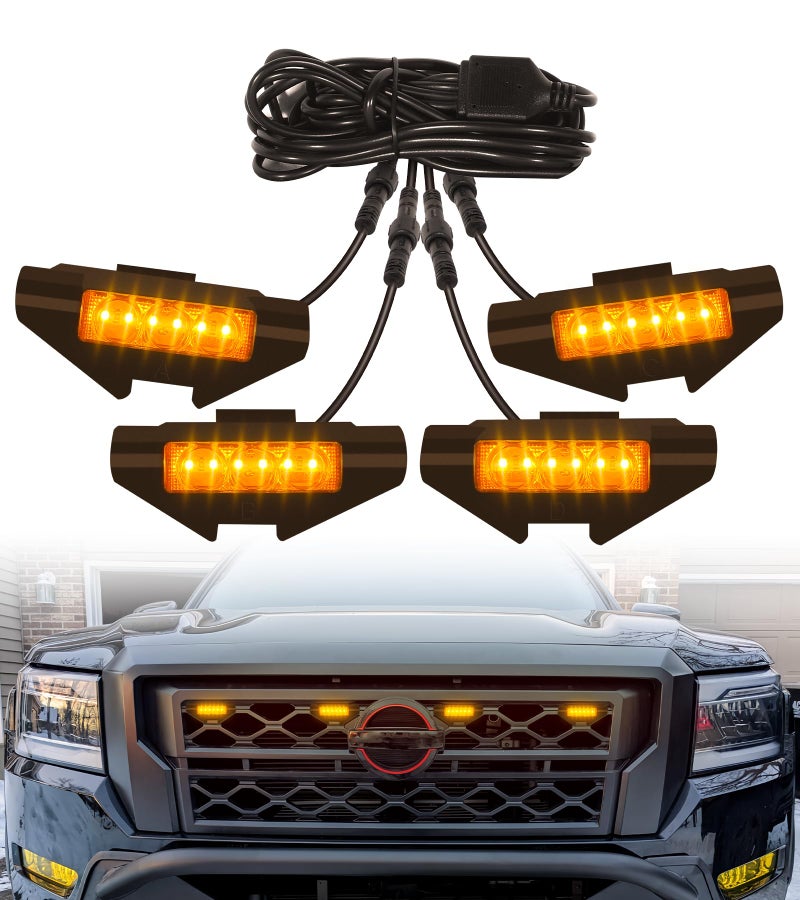 Grill Lights for Nissan Frontier 20222024 Front Bumper Grille Marker Accent Head Lamps DRL PRO 4X X S SV SL Accessories Amber