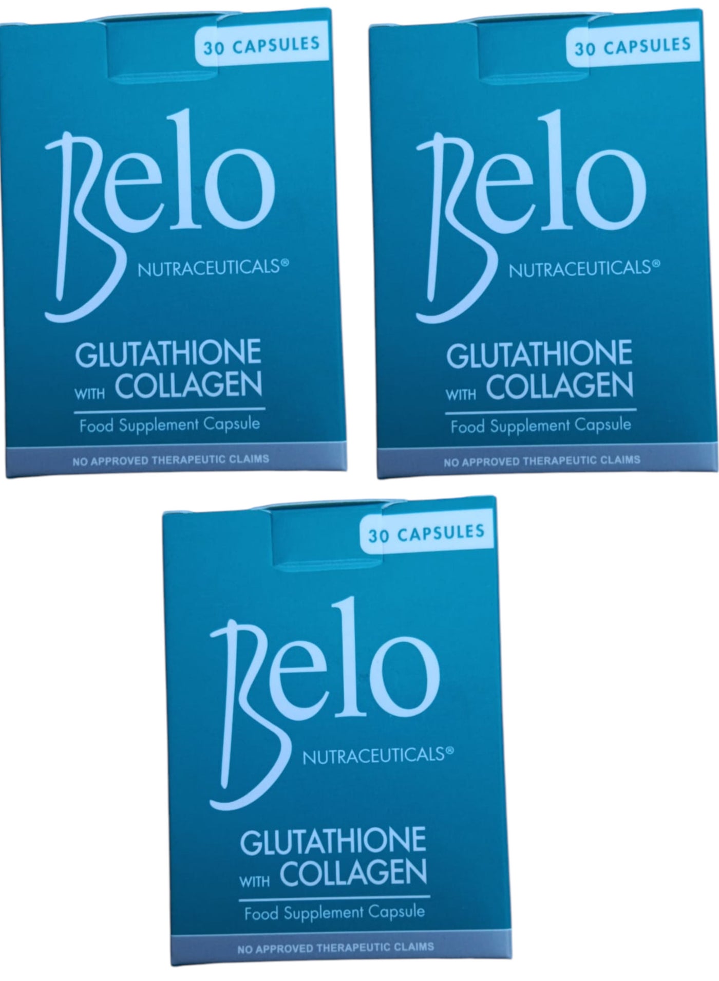 Belo Pack of 3 Nutraceuticals Glutathione + Collagen, 30 caps | Best Price KSA