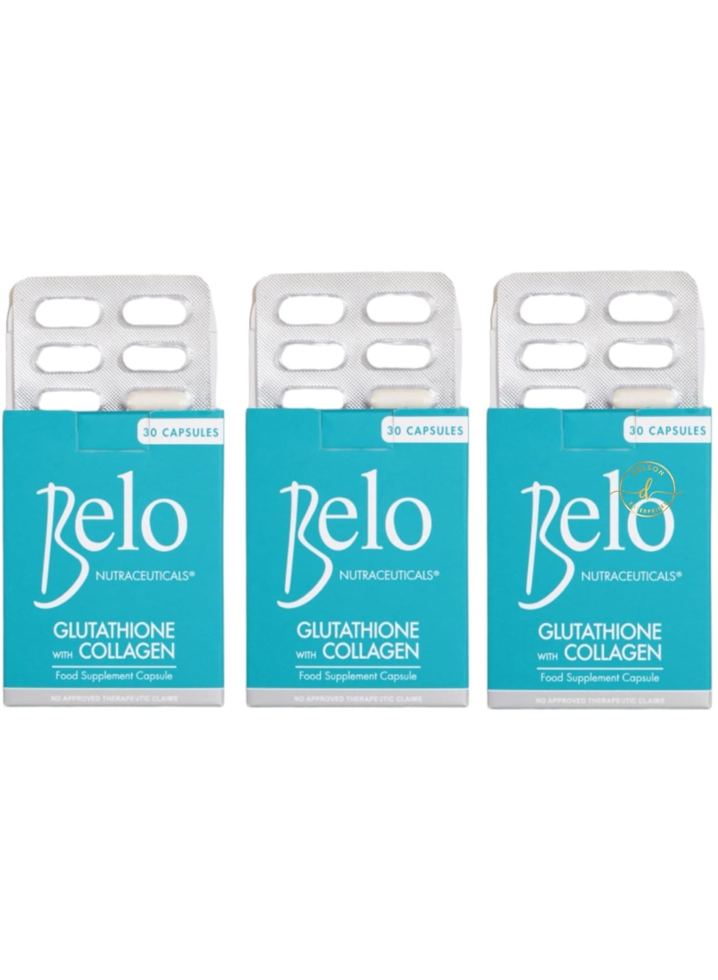 Belo Pack of 3 Nutraceuticals Glutathione + Collagen, 30 caps | Best Price KSA