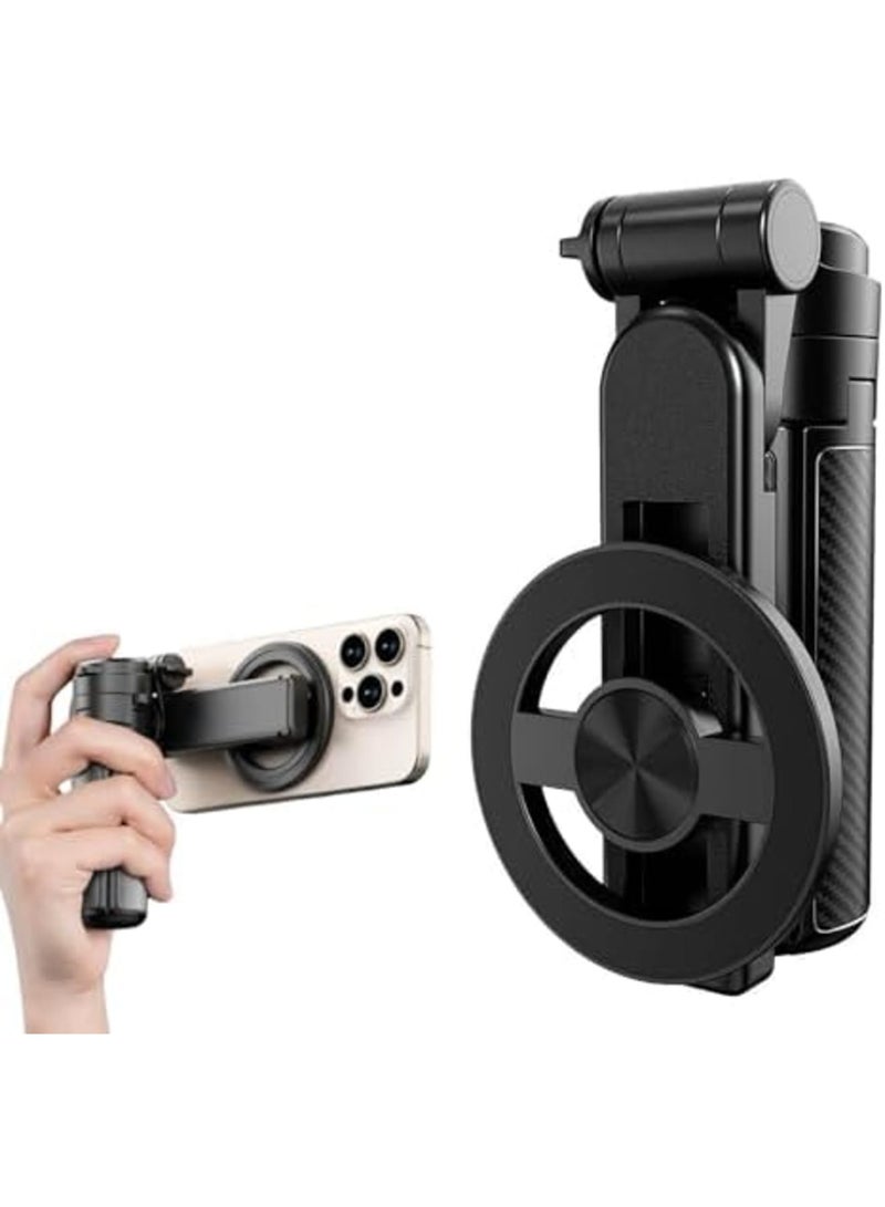 SYOSI Magnetic Selfie Stick Tripod with Bluetooth Remote, Foldable Pocket-Size Phone Stand with 360° Rotation, Extendable up to 6.8in, Lightweight Mini Tripod for Travel, Vlogging, Streaming(Black) - Image 1