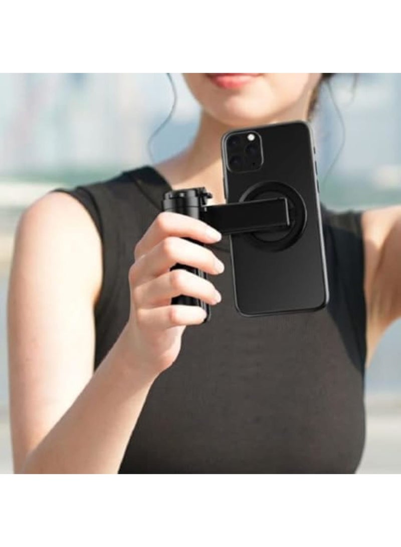 SYOSI Magnetic Selfie Stick Tripod with Bluetooth Remote, Foldable Pocket-Size Phone Stand with 360° Rotation, Extendable up to 6.8in, Lightweight Mini Tripod for Travel, Vlogging, Streaming(Black) - Image 2