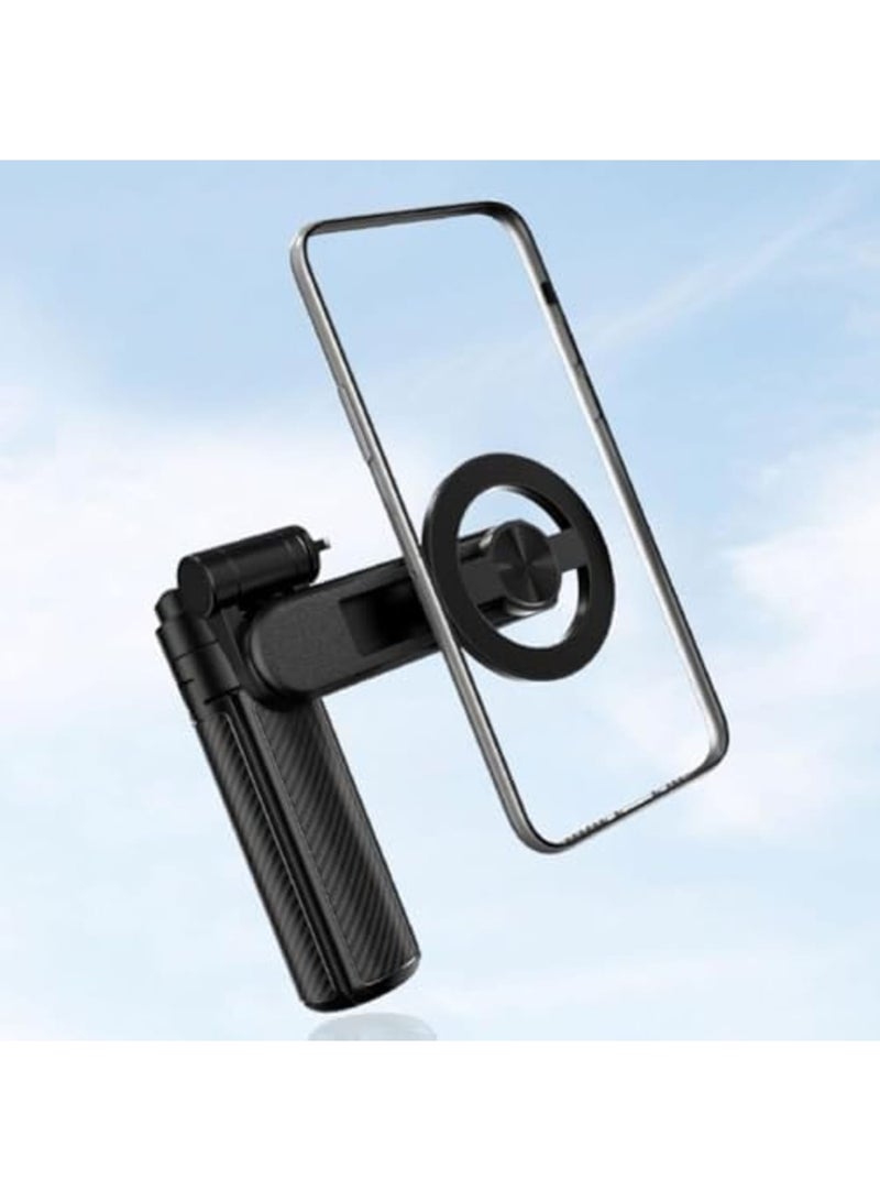 SYOSI Magnetic Selfie Stick Tripod with Bluetooth Remote, Foldable Pocket-Size Phone Stand with 360° Rotation, Extendable up to 6.8in, Lightweight Mini Tripod for Travel, Vlogging, Streaming(Black) - Image 3