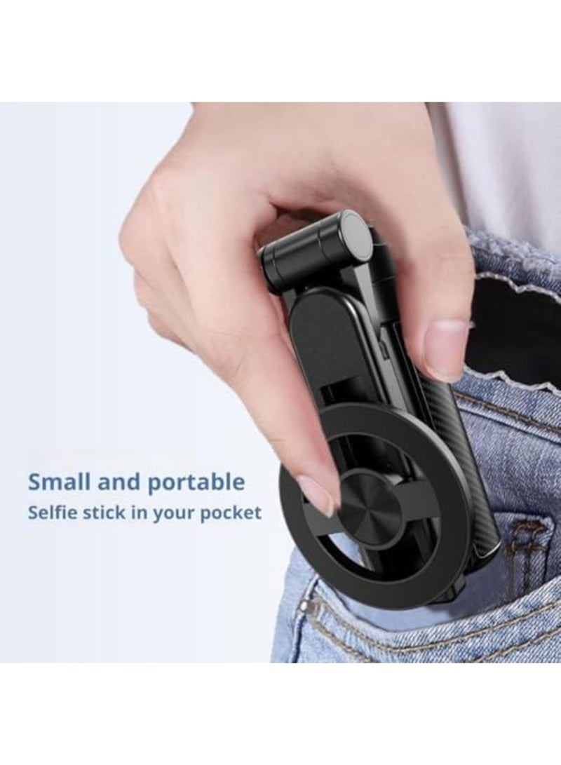 SYOSI Magnetic Selfie Stick Tripod with Bluetooth Remote, Foldable Pocket-Size Phone Stand with 360° Rotation, Extendable up to 6.8in, Lightweight Mini Tripod for Travel, Vlogging, Streaming(Black) - Image 4