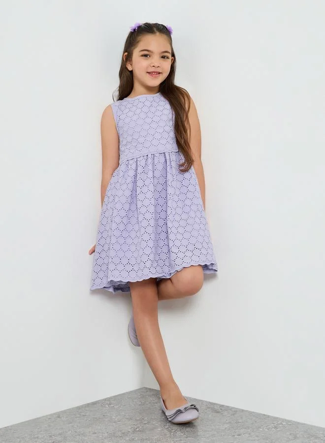 Styli Girls Lilac Sleeveless Knee Length Dress