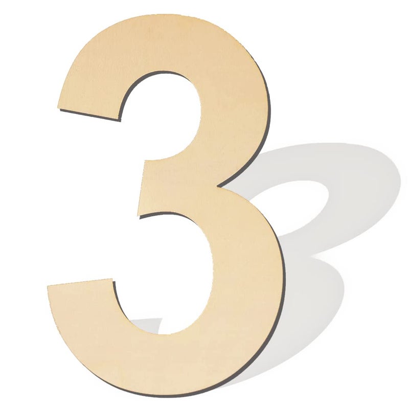 12 Inch Large Blank Wood Number 3 Unfinished Wood Slices Signs Board Wooden Numbers for DIY Craft Projects Birthday Party Wedding decorations