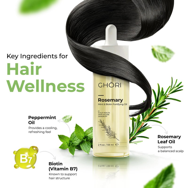 GHORI Rosemary, Mint & Biotin Fortifying Hair Oil | Stimulates Hair Growth & Strengthens Follicles| Essential Oils for Healthy Scalp | Fast-Absorbing, Silicone-Free | 2 fl oz (59ml) - Image 4