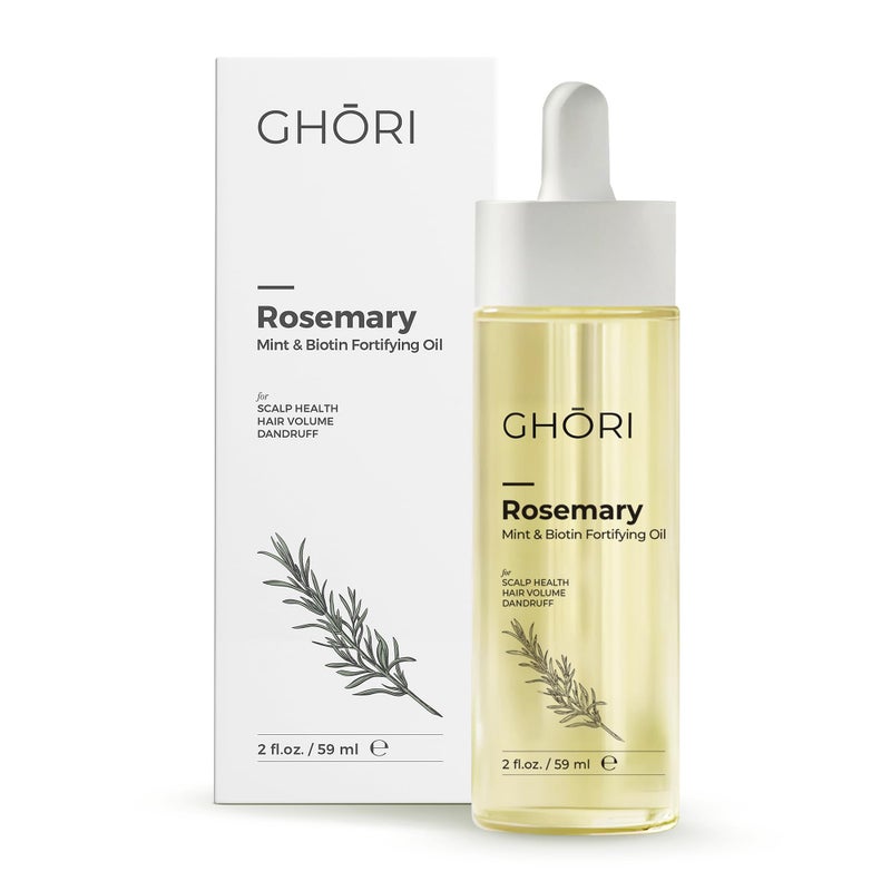 GHORI Rosemary, Mint & Biotin Fortifying Hair Oil | Stimulates Hair Growth & Strengthens Follicles| Essential Oils for Healthy Scalp | Fast-Absorbing, Silicone-Free | 2 fl oz (59ml) - Image 1
