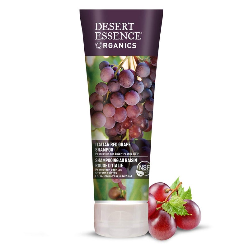 Desert Essence Italian Red Grape Shampoo UV Damage & Color Protection Cleanser Infused with Resveratrol, Organic Grape Seed & Maca Root - Vegan, Gluten-Free, Cruelty-Free - 8oz (Pack of 2) - Image 1