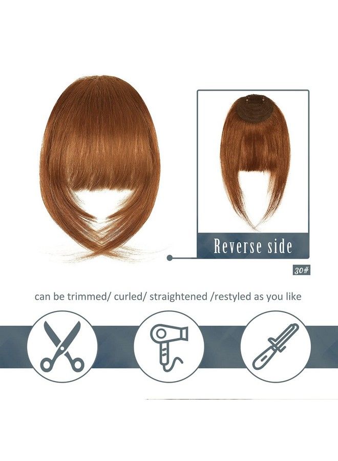 BARSDAR Clip In Bangs Barsdar 100% Human Hair Bangs Extensions French Bangs Air Bangs Neat Bangs With Temples Clip On Fringe Bangs Real Hair For Women Natural Color Washable/Dyeable(Frenchmedium Auburn) - Image 4