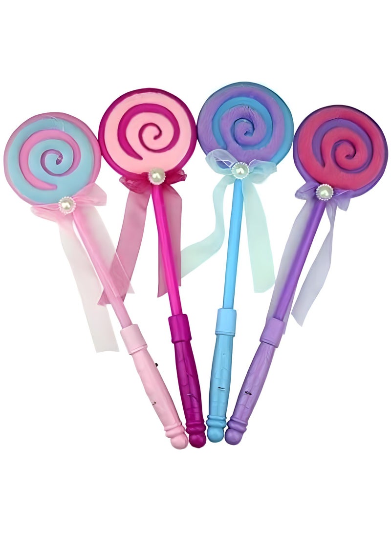 MAGIC VAULT عصا LED مضيئة، 4 عبوات من ألعاب شكل المصاصة الملونة، هدايا حفلات تتلألأ في الظلام، هدايا عصا الجنية، أفضل هدية لأعياد الميلاد، الحفلات والفعاليات. - Image 1