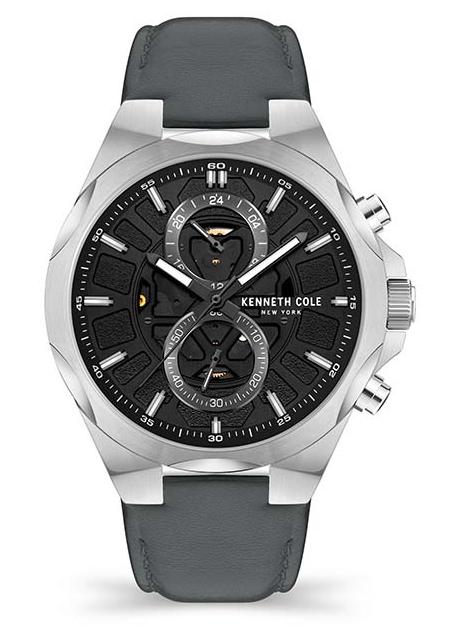 Kenneth Cole New York ساعة رياضية عصرية 46 مم كوارتز متعددة الوظائف بقرص أزرق للرجال - Image 1